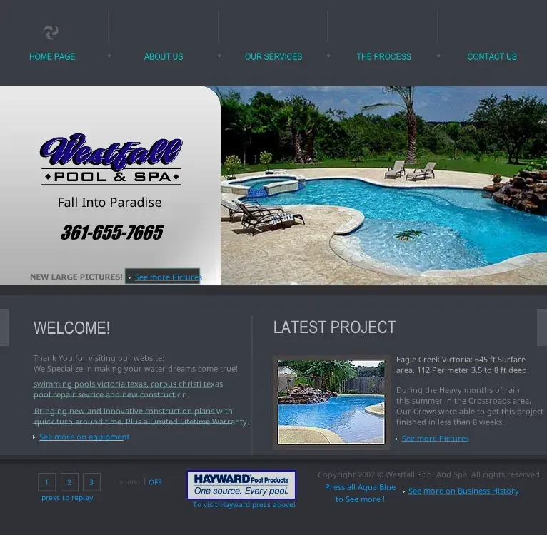 Westfall Pool and Spa Flash website from 2008